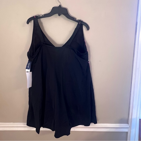 Swimsuits For all One Piece Swimdress black Pink polka dot Size 22 NWT - Picture 2 of 8